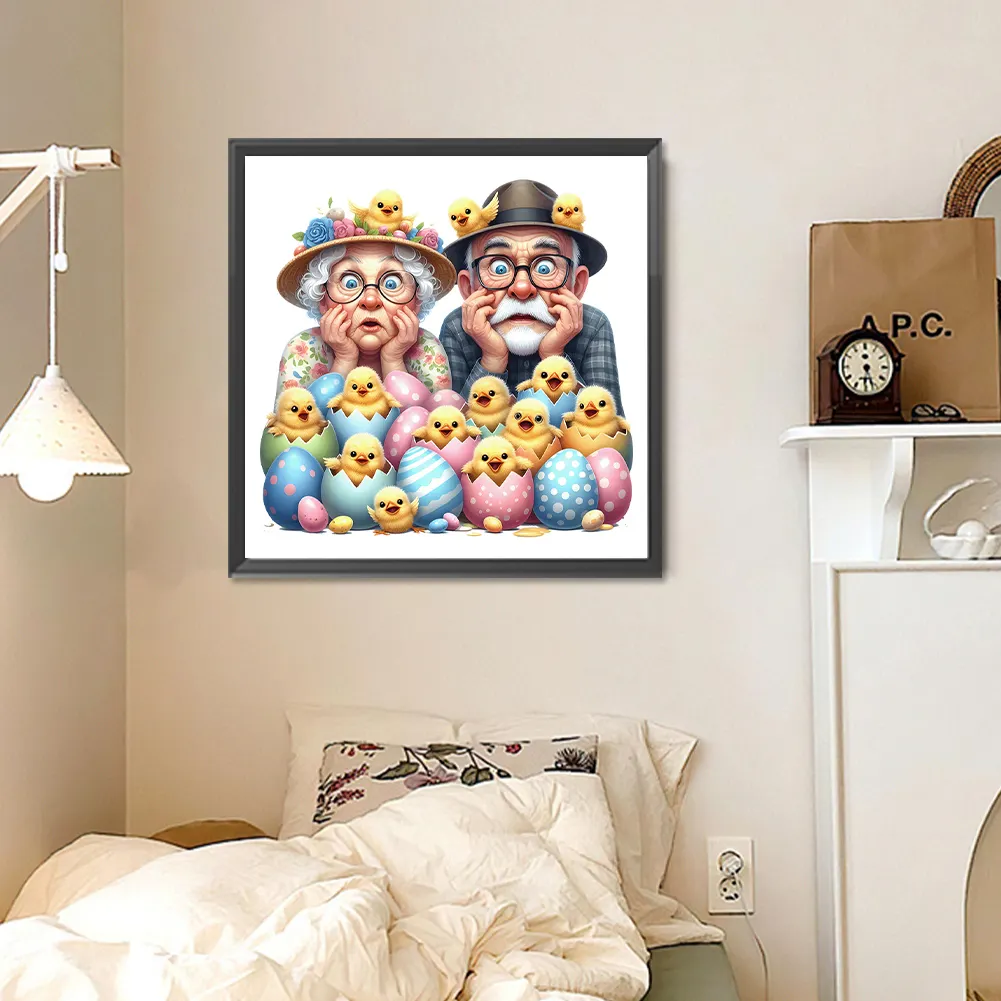 Diamond Painting - Full Round Drill - Easter Old Couple(Canvas|30*30cm)