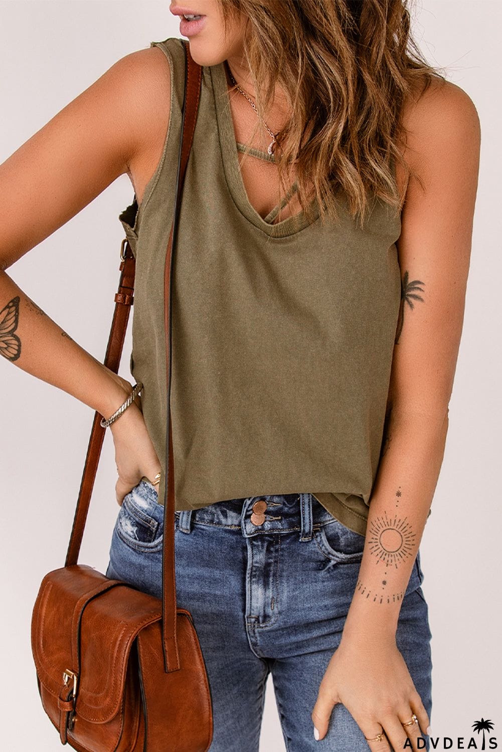 Summer Green Strappy Tank Top