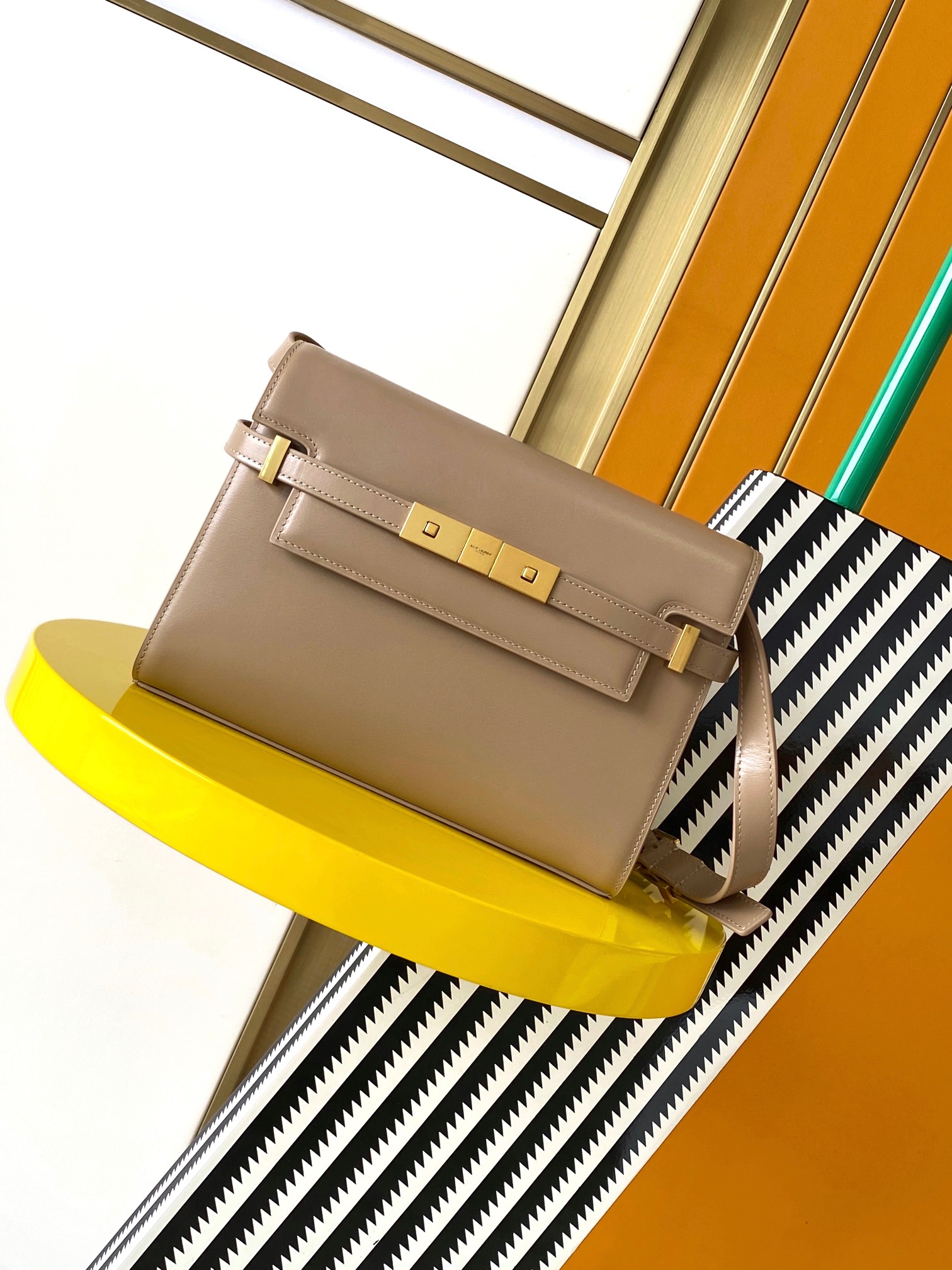 YSL Small & Medium Manhattan Bag in  Elephant Gray Smooth Leather