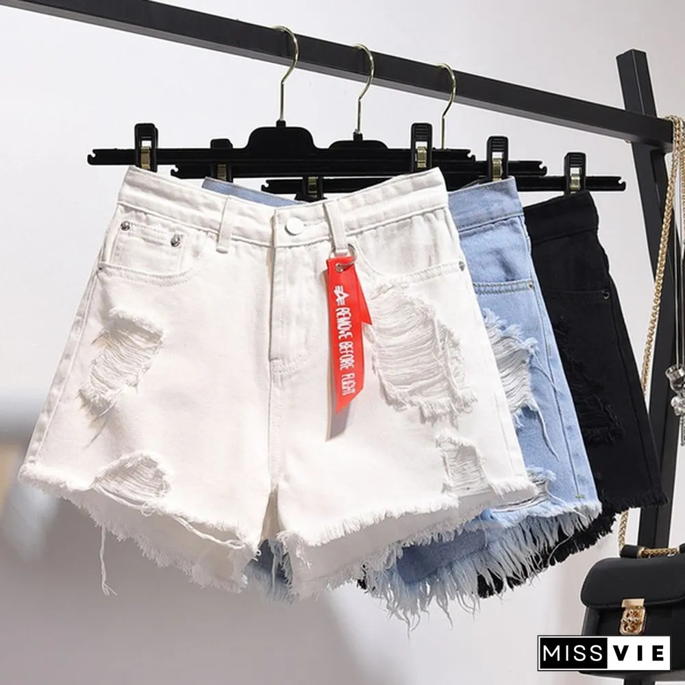 New Womens Denim Shorts European & American Loose Wide Leg Hot Pants Light Color