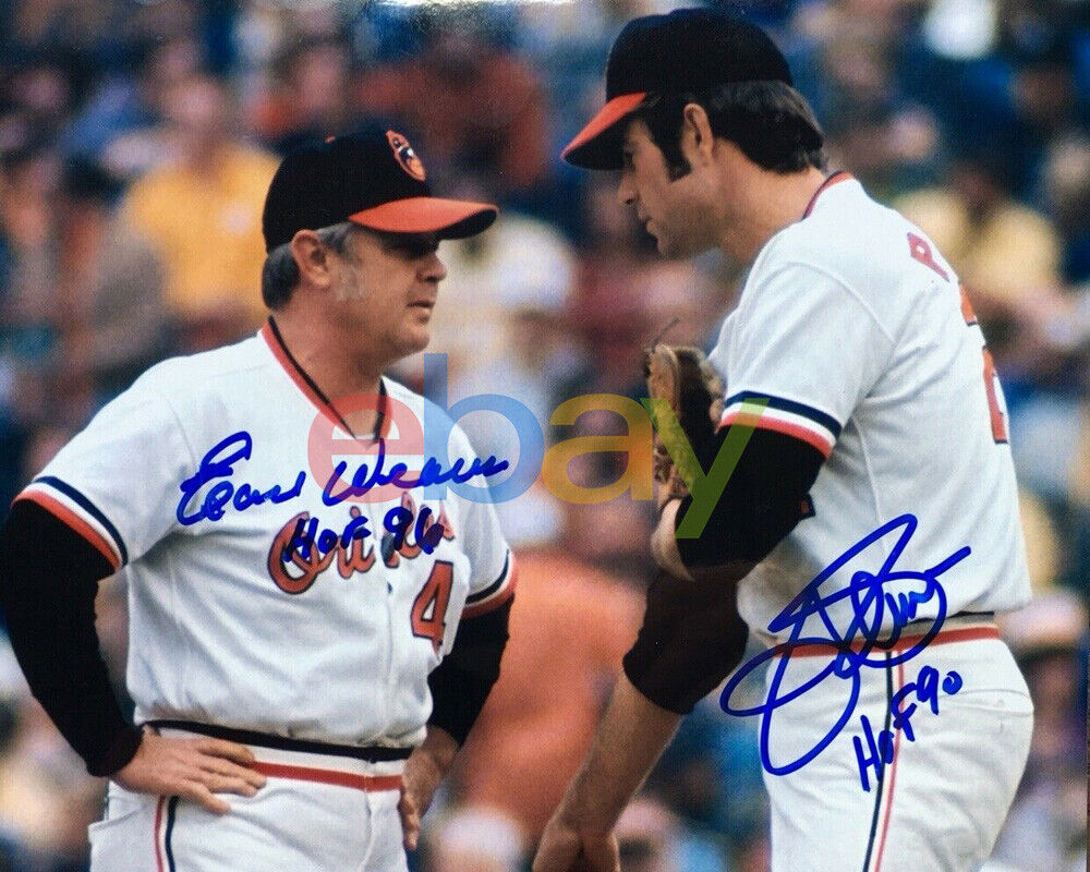 EARL WEAVER JIM PALMER Dual- SIgned Auto 8x10 Photo Poster painting! HOF Orioles reprint