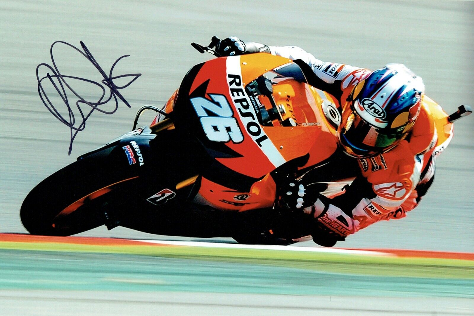 Dani PEDROSA RARE SIGNED Repsol Honda MOTOGP 12x8 Photo Poster painting AFTAL COA Autograph