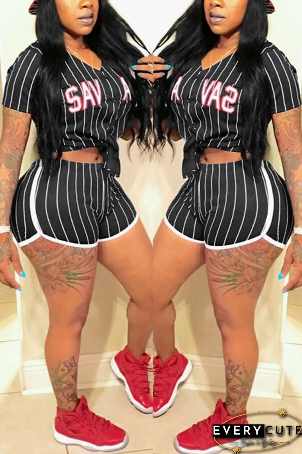 Fashion Print Sport Shorts Set