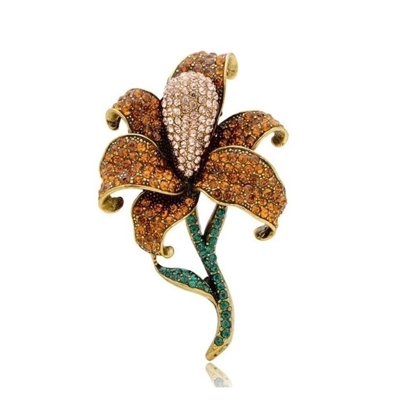 Minimalist Pin Flower Alloy Inlay Rhinestones Women’S Brooches