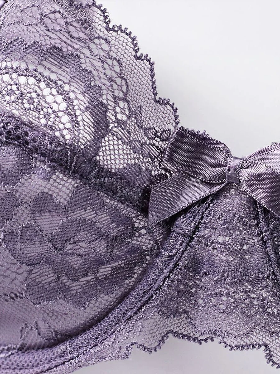 Sexy transparent ultra-thin padless lace bra set