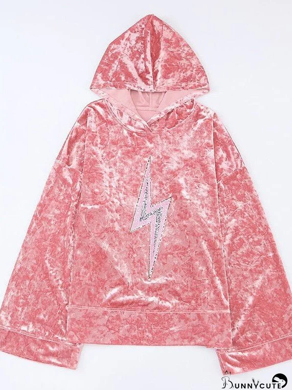 Women'S Lightning Print Hooded Sweatshirt With Street Style Vibe