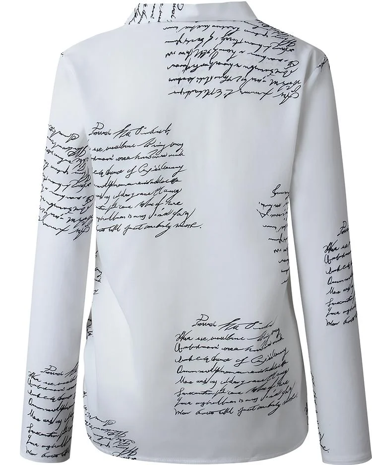 Letter Print Button Design Casual Shirt