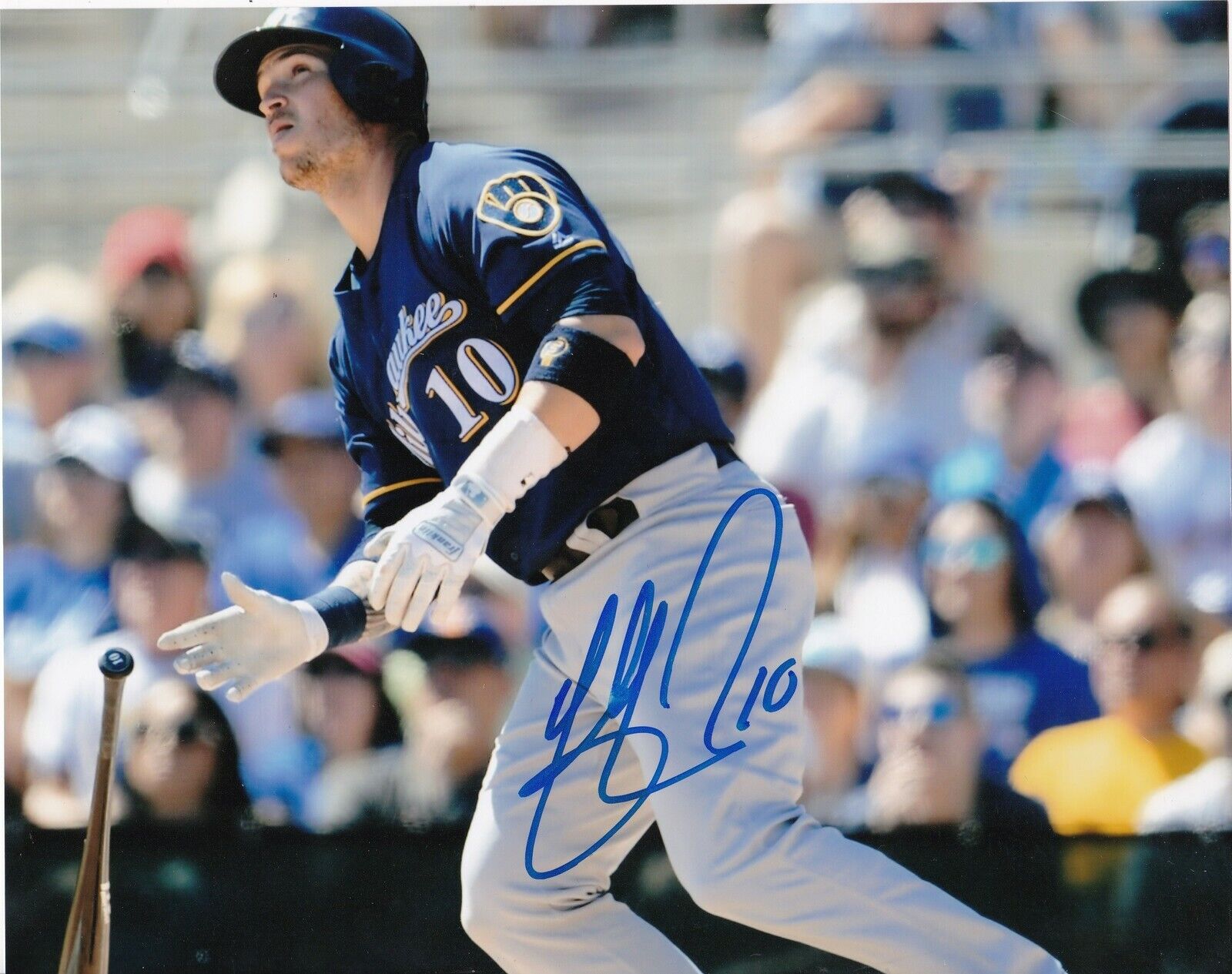 YASMANI GRANDAL MILWAUKEE BREWERS ACTION SIGNED 8x10