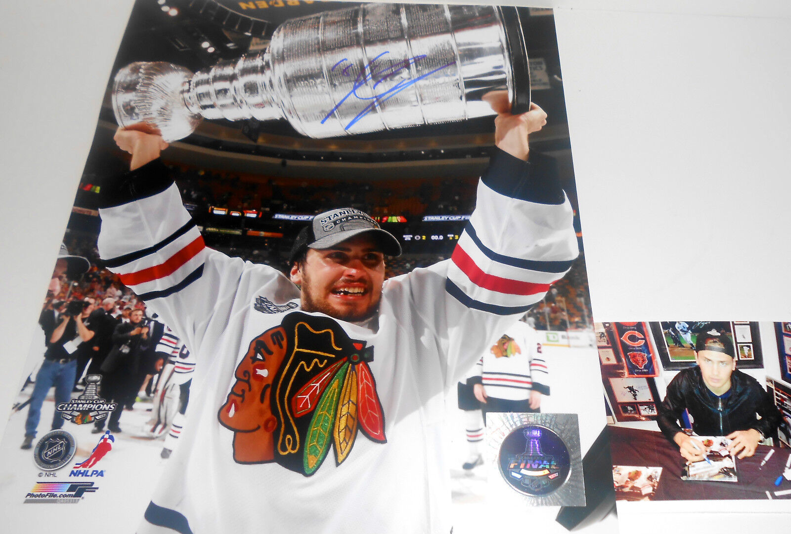 Marcus Kruger Chicago Blackhawks Autographed Signed Stanley Cup 8x10 Champs A