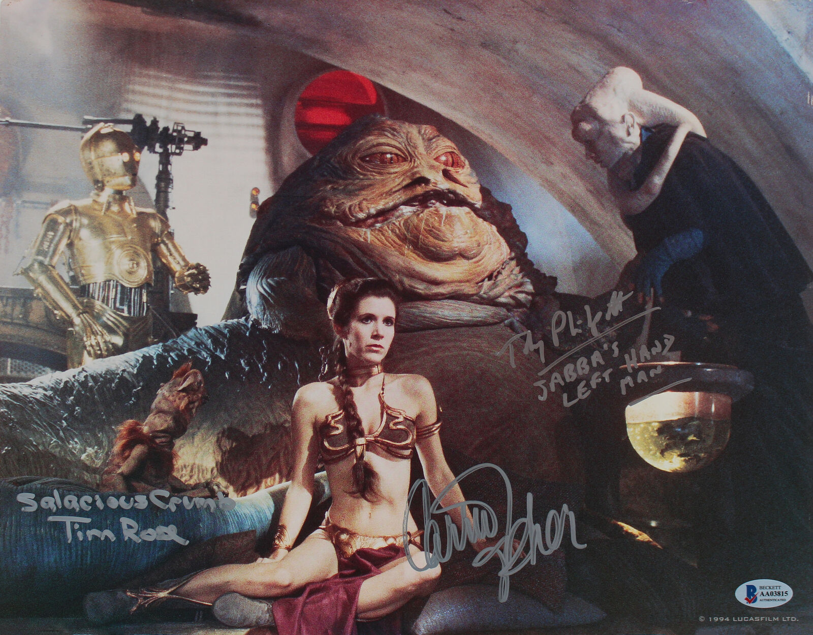 Star Wars (3) Carrie Fisher, Rose & Philpot Signed 11x14 Photo Poster painting BAS #AA03815