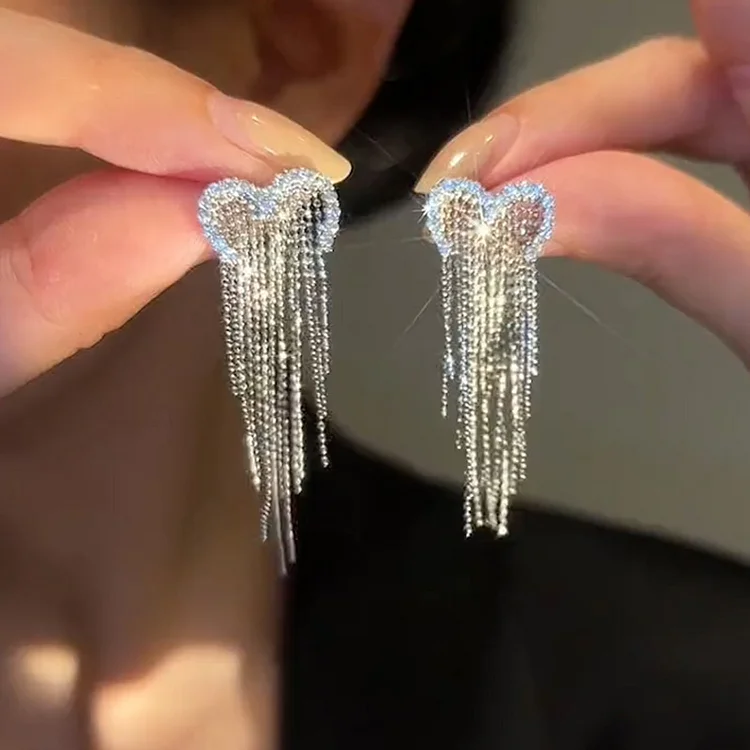 Heart tassel earrings