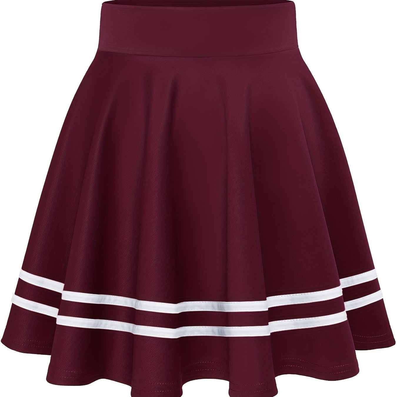 Striped A-Line Skater Skirt, Versatile High Waist Skirt For Spring & Summer, Women's Clothing