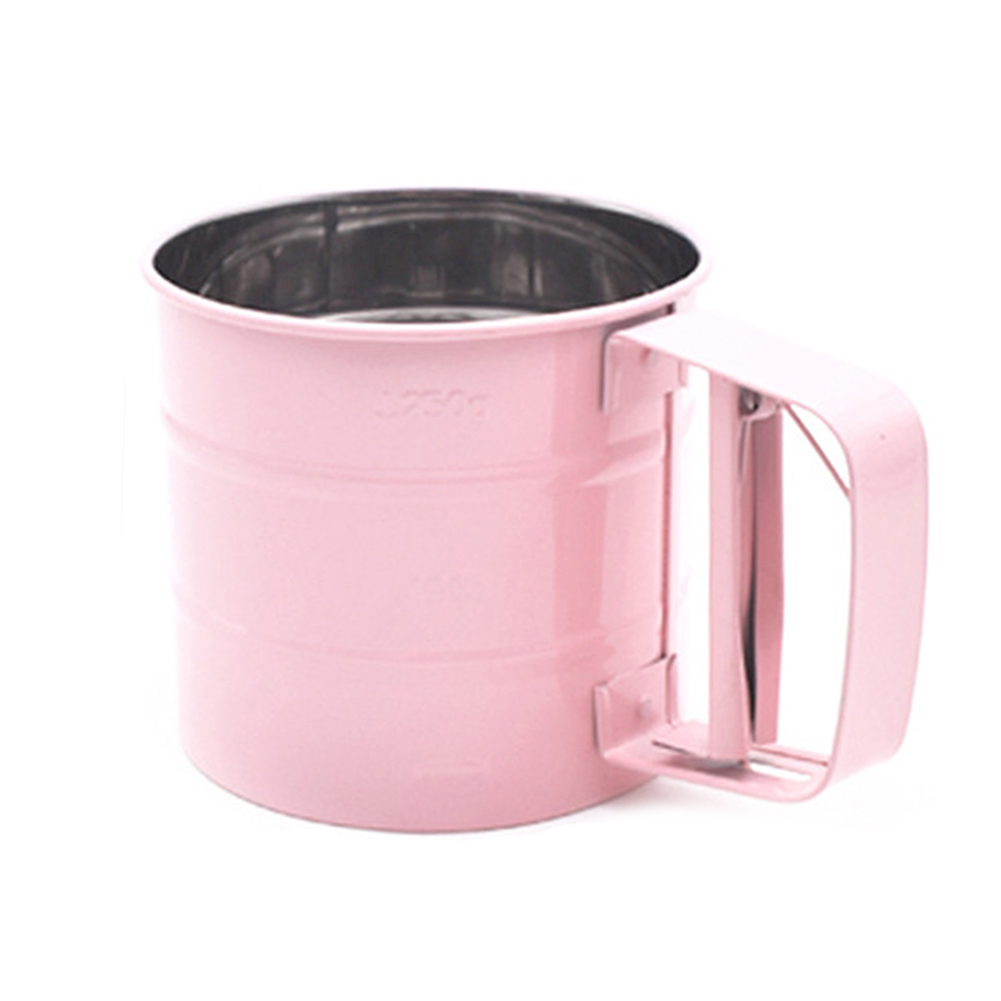 

Handheld Mesh Flour Sifter Stainless Steel Powder Shaker Sieve Cup Bakeware, Pink, 501 Original