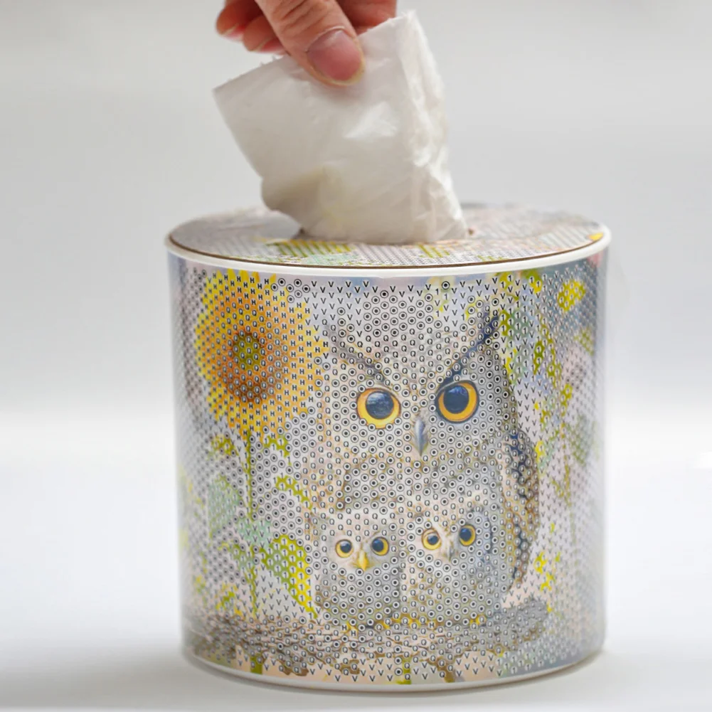Owl DIY Diamond Painting Handmade Tissue Holder Rhinestones Crystal Tissue Box