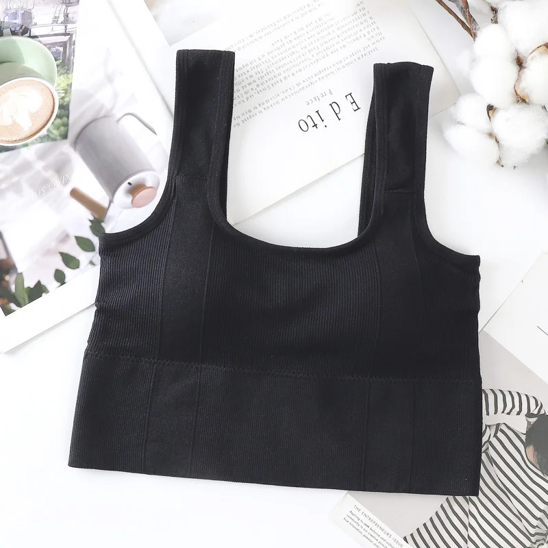 Billionm Leisure Crop Top Women Sports Padded Bra Top Basic Seamless Sleeveless Camis Streetwear