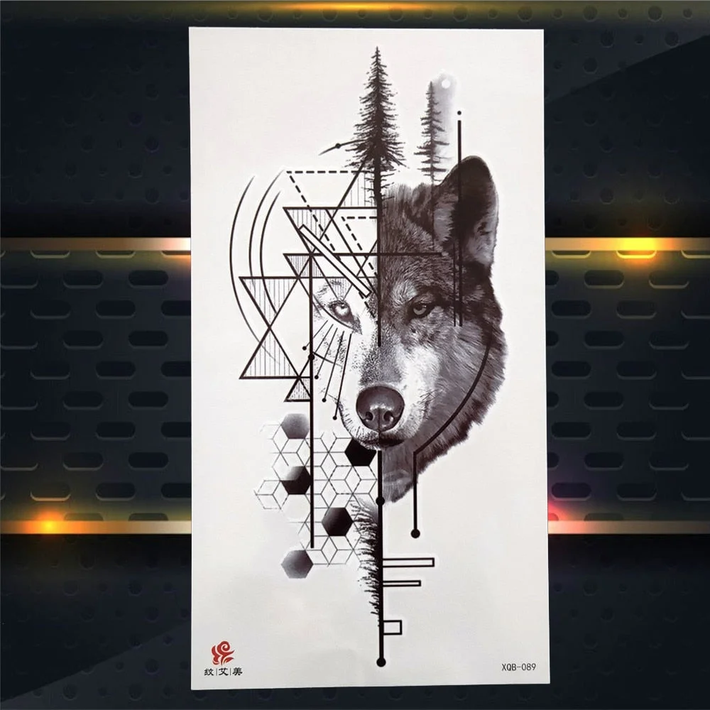 Tribal Dreamcatcher Fake Temporary Tattoo For Women Men Wolf Henna Feather Tattoos Sticker Watercolor Compass Waterproof Tatoos