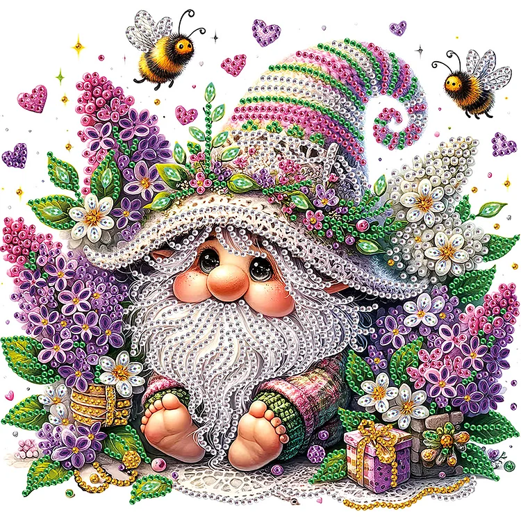 Flower Gnome 30*30cm (Canvas) Special Shaped Drill Diamond Painting gbfke