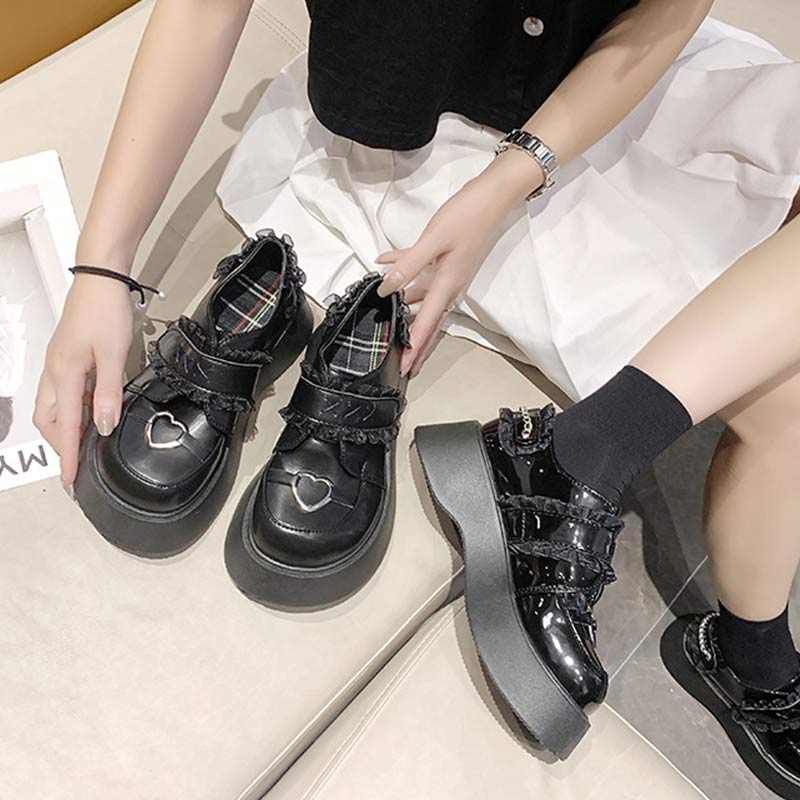 Platform Lace Lolita Mary Janes Shoes - Modakawa modakawa