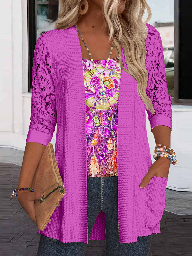 Women Half Sleeve V-neck Solid Color Dress