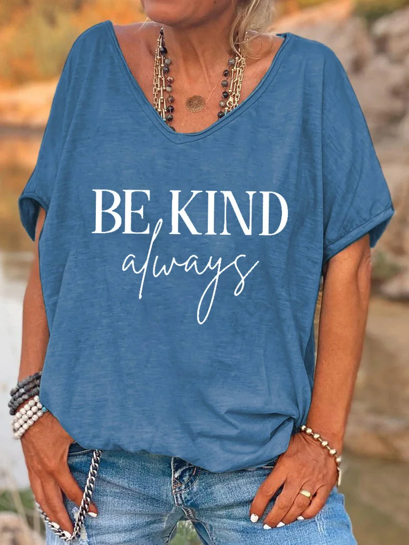 Short Sleeve Loose Be Kind Letter Printed T-shirt