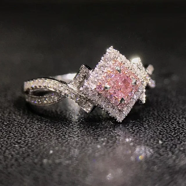 Jewelry Romantic Pink  CZ Cocktail Ring