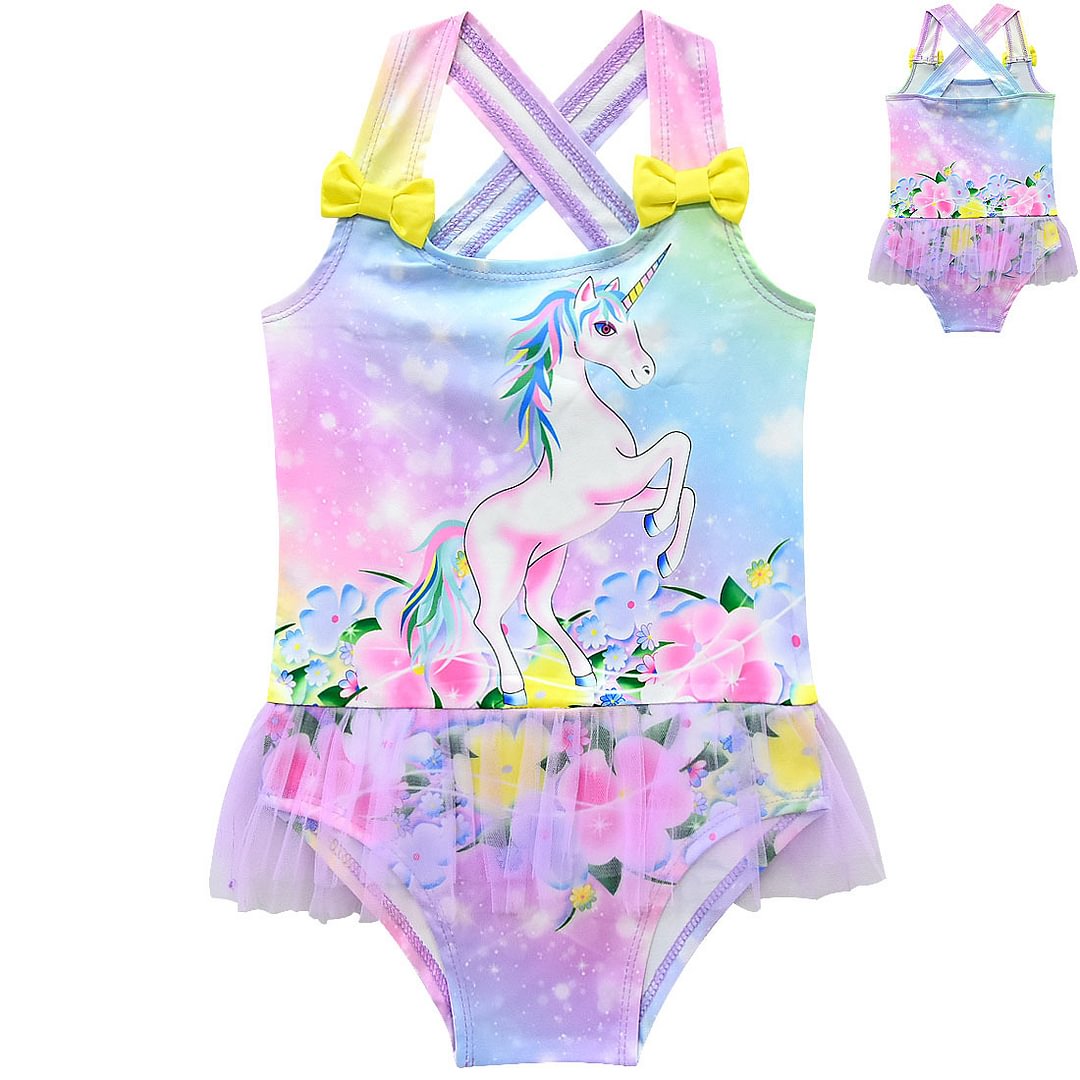 Girls Bikini unicorn Milk shreds Print Swimsuit One Piece Swimwear Kids Summer Beach Wear-Pajamasbuy
