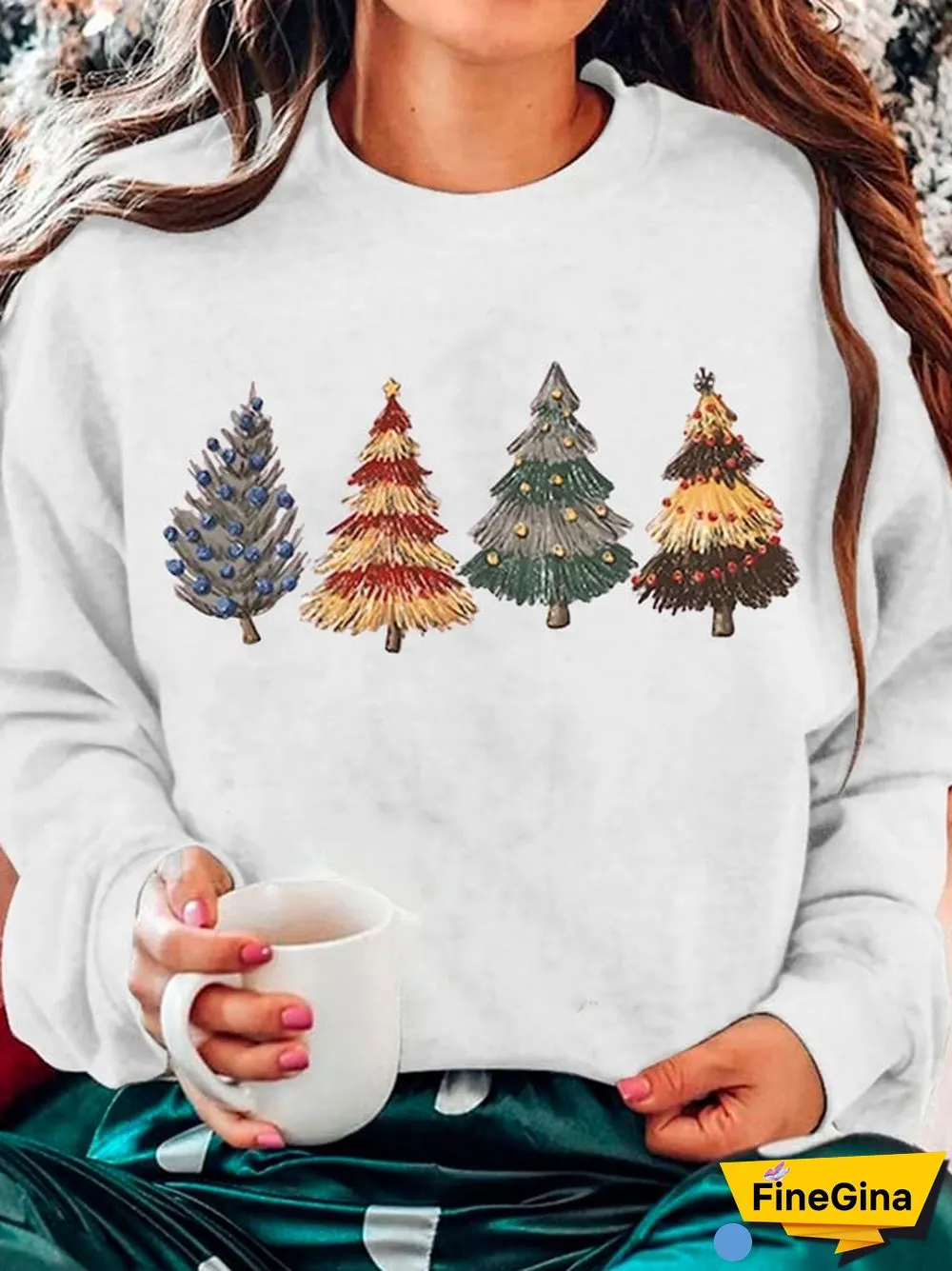 Women's Christmas Tree Print Casual Sweatshirt