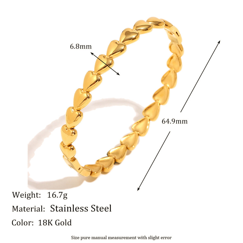 Versatile Fashion Bracelet Stainless Steel 18K Gold Plated Love Chain Water Drop Arrangement Buckle Bracelet For Women