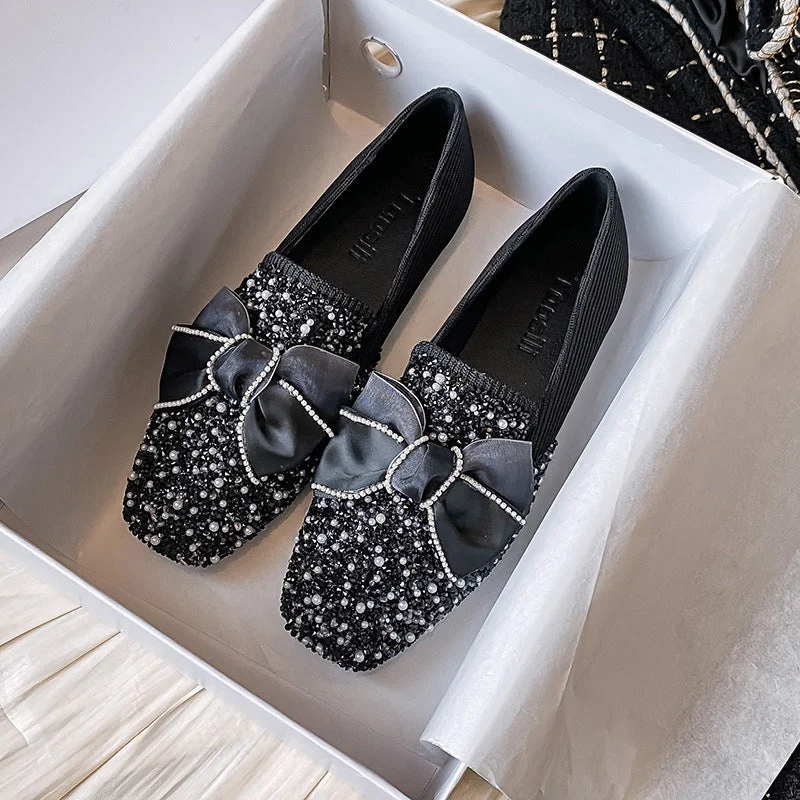 Gentle Flat Rhinestone Shoes