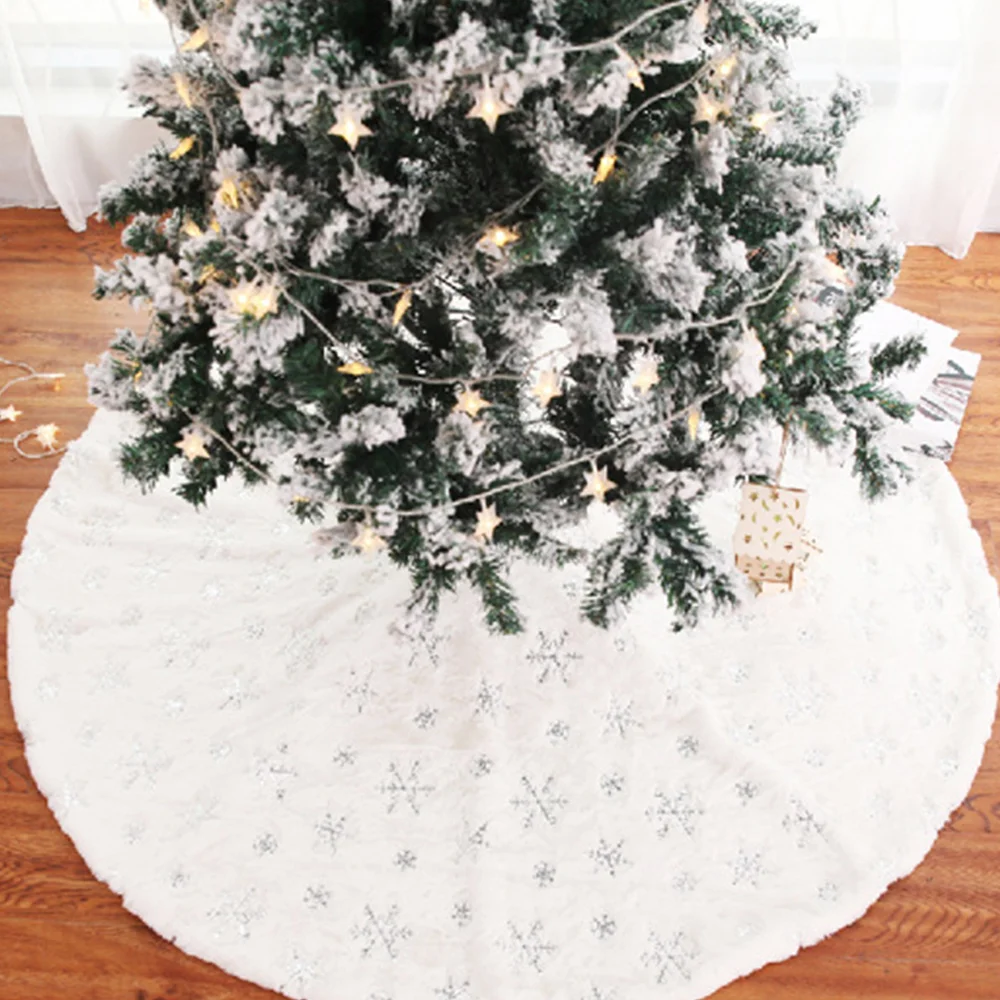 Plush snowflake sequin Christmas tree skirt decorations