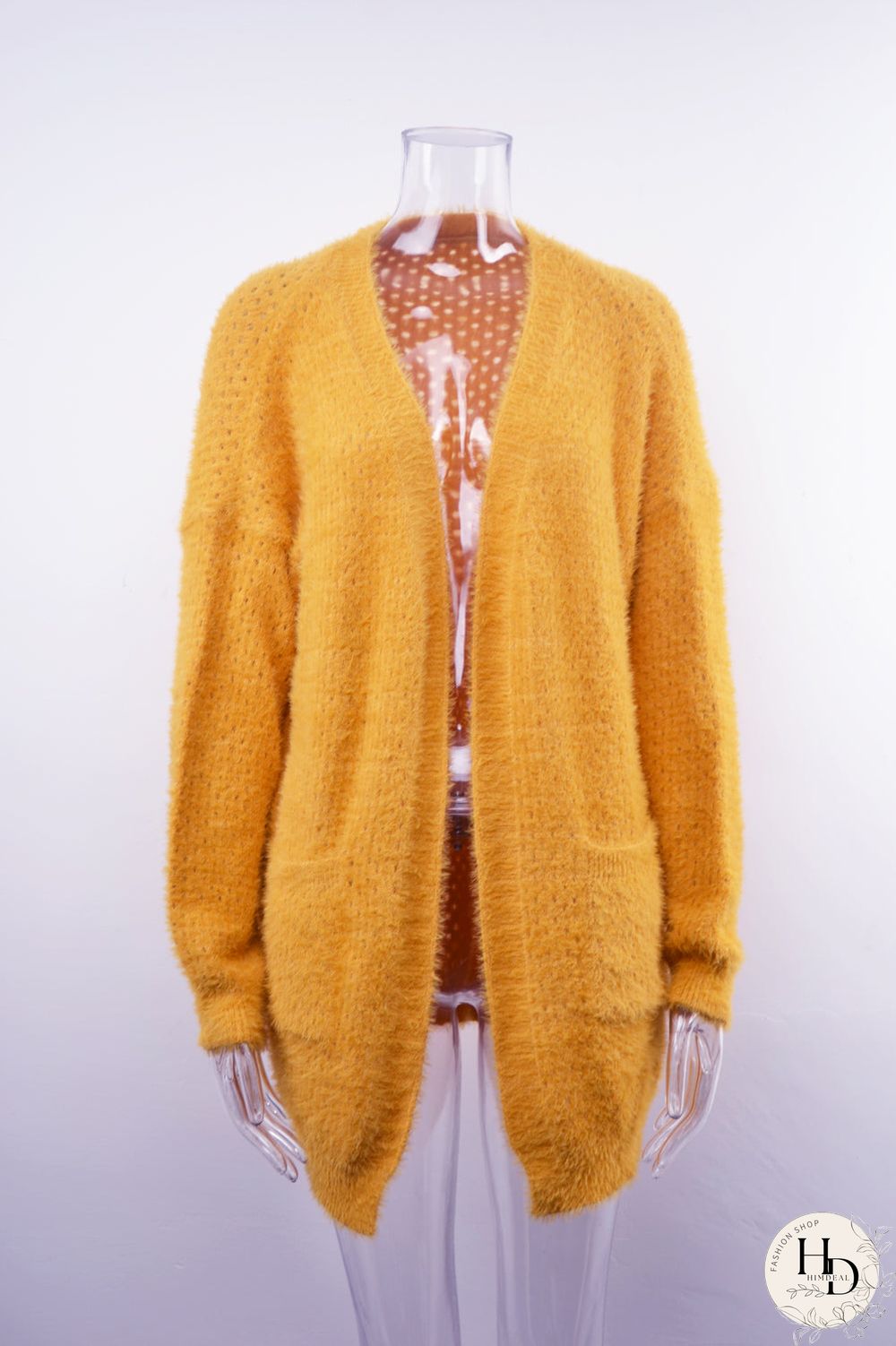 Casual Long Sleeve V Neck Sweater With Pockets
