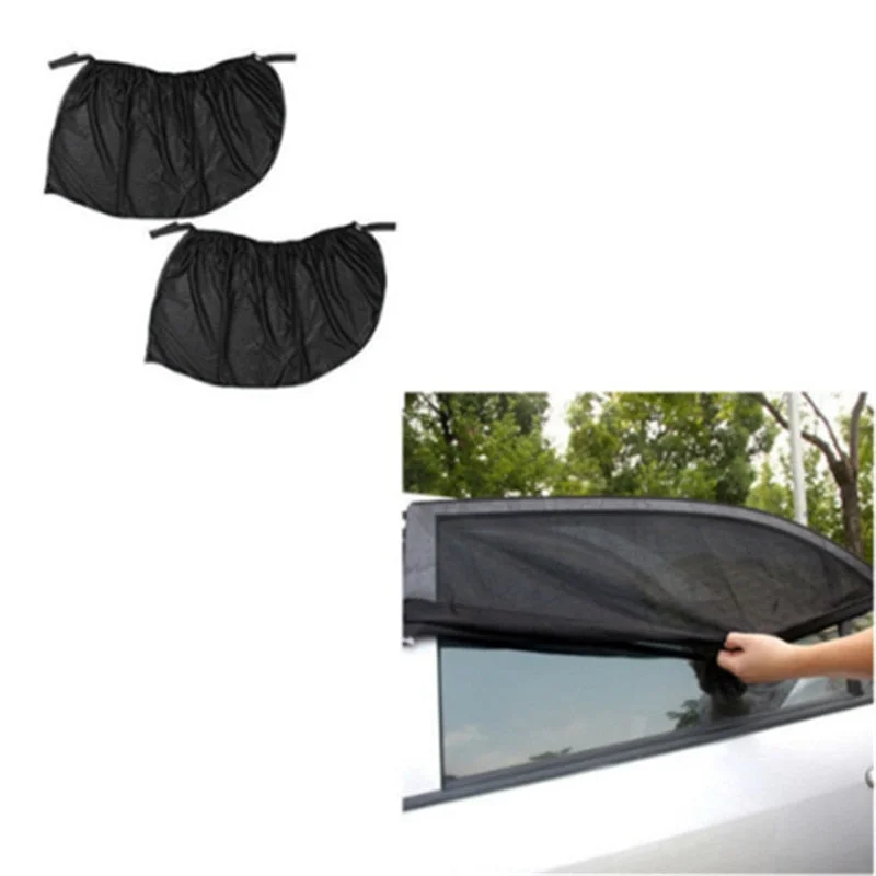 2Pcs Car Rear Side Window Sun Visor Shade Mesh Fabric Cover Shield Sunshade UV Protector Black Auto Sunshade Car Curtain