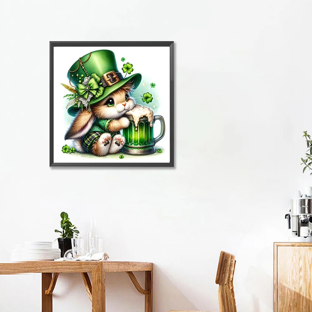 Diamond Painting - Full Square Drill - St. Patrick's Day Rabbit(Canvas|35*35cm)