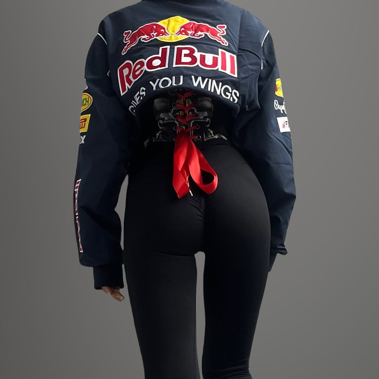 Women's Racing Print Suit Suspenders + Jacket Sexy Racing Girl Suit