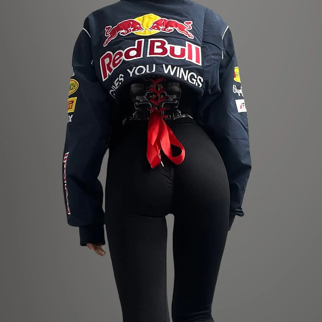 Women's Racing Print Suit Suspenders + Jacket Sexy Racing Girl Suit