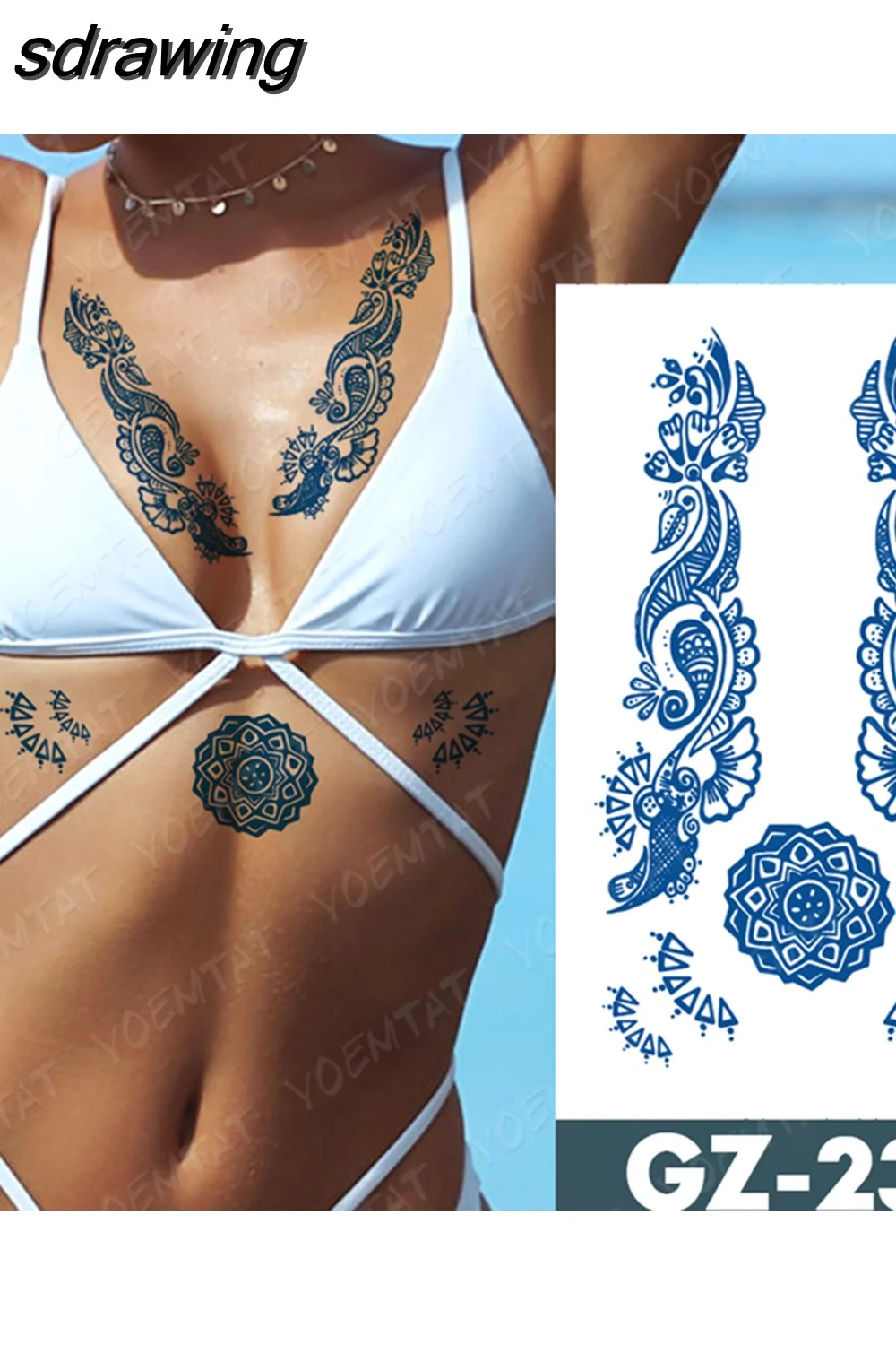 sdrawing Ink Tattoos Body Art Lasting Waterproof Temporary Tattoo Sticker Rose Flower Pearl Tatoo Arm Fake Butterfly Peony Tatto