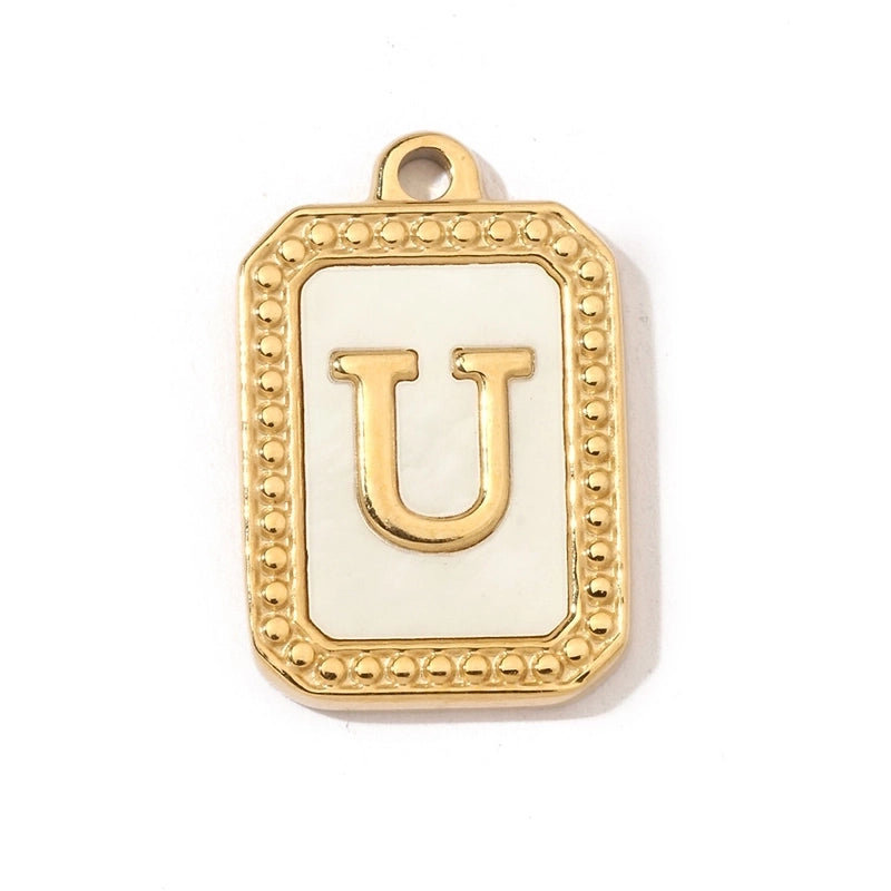 A Pack Of 3 201 Stainless Steel Shell 18K Gold Plated Letter Polished Pendant