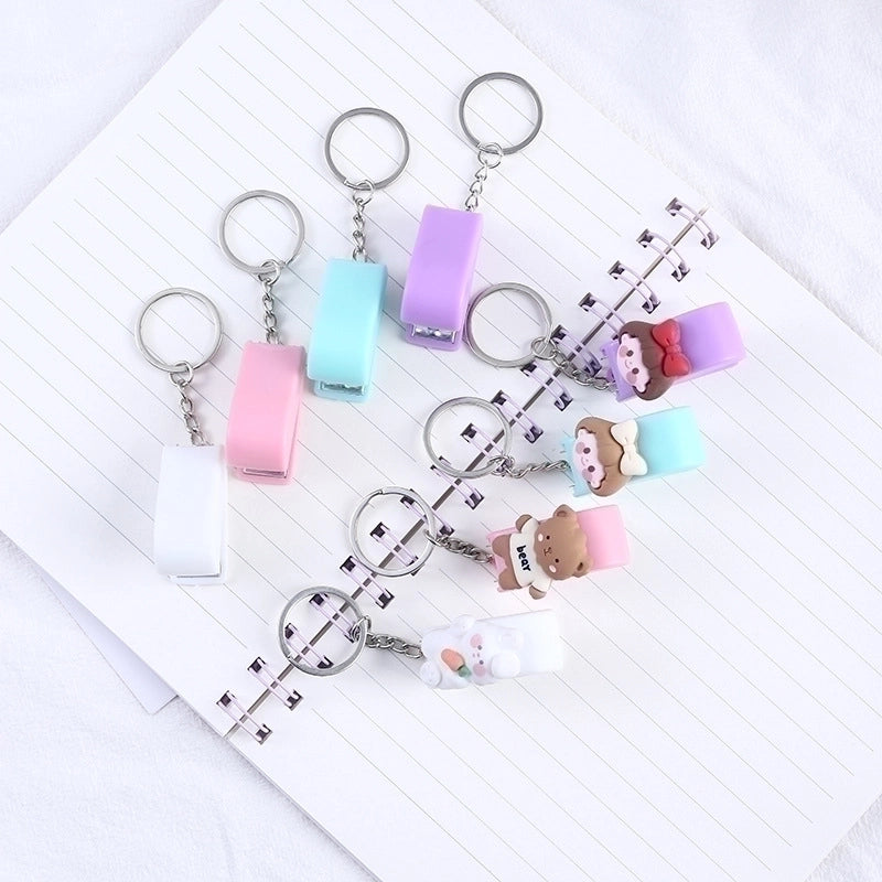 Cute Cartoon Macaron Color Student Creativity Mini Stapler Keychain