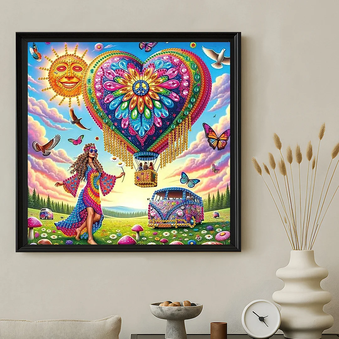 Diamond Painting - Partial Special Shaped Drill - Love and Peace(Canvas|30x30cm)