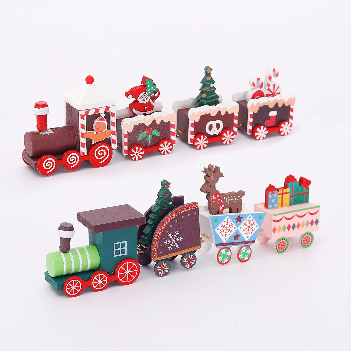 Tegooe Classic Wooden Christmas Train Ornament - Tabletop Holiday Decor