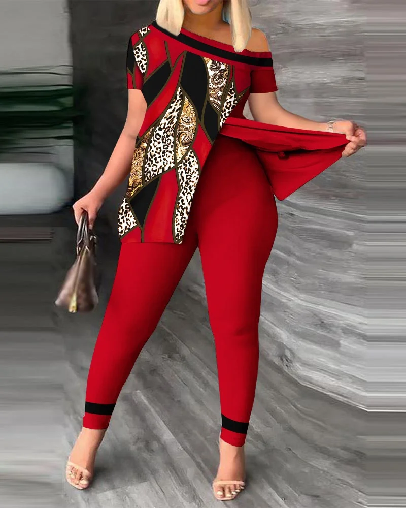 Uveng Uveng 2024 Women's Clothing Explosion Two Sets Of Irregular Fashion Trousers Set