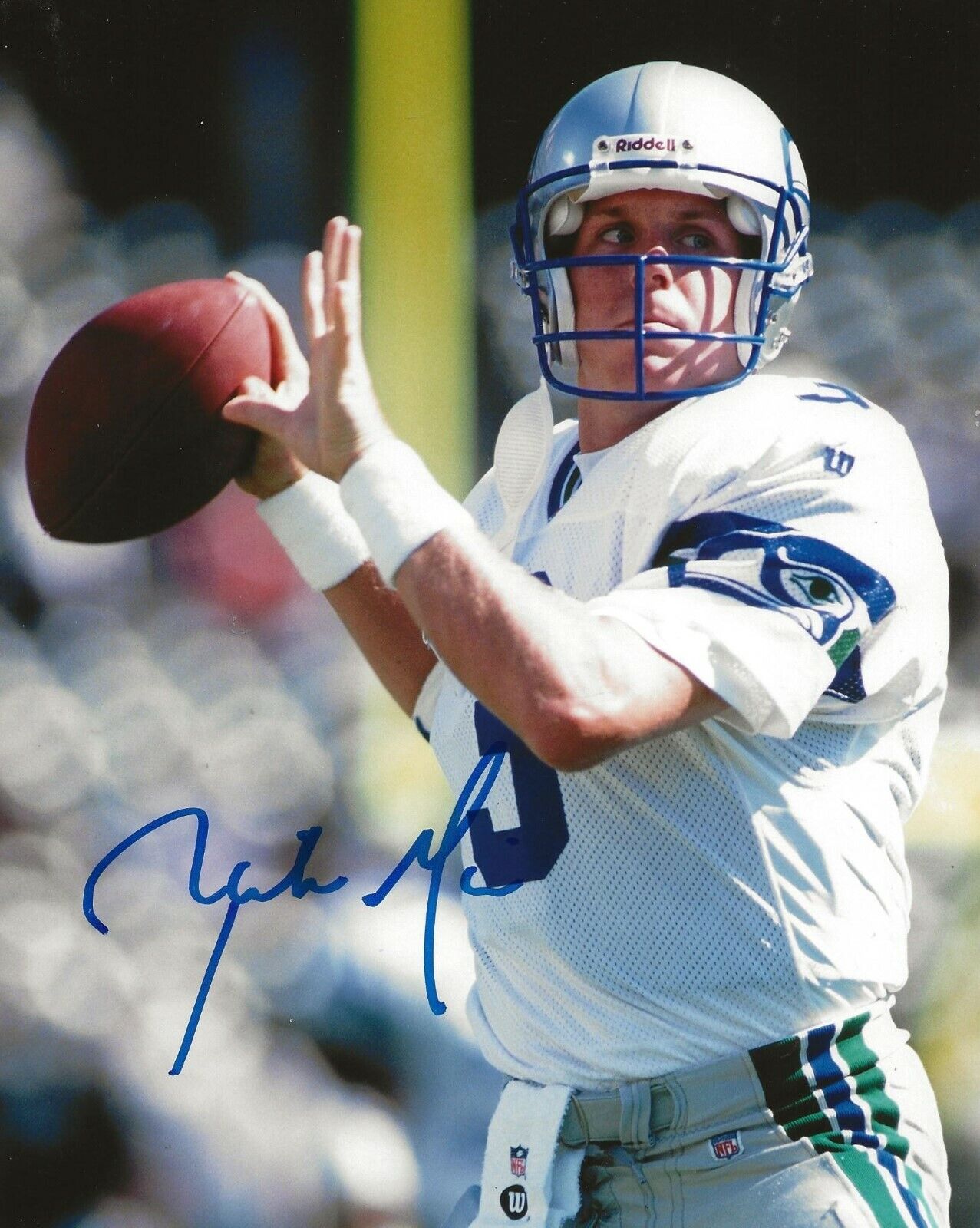 Rick Mirer Notre Dame signed Seattle Seahawks 8x10 Photo Poster painting autographed