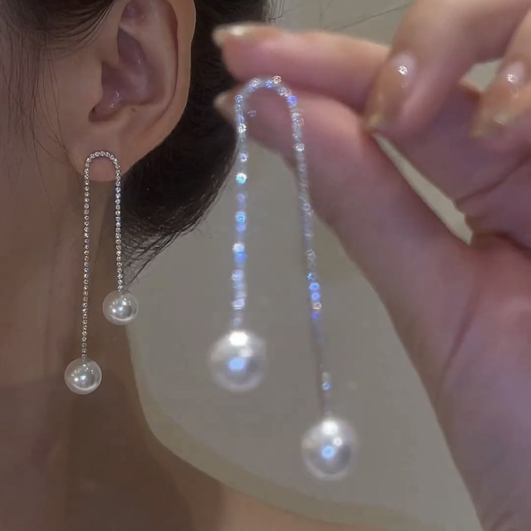 Long tassel pearl earrings