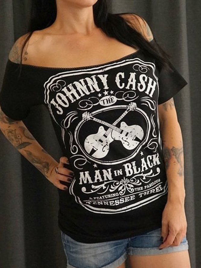 Gothic Black Short Sleeve Casual Shirts & Tops