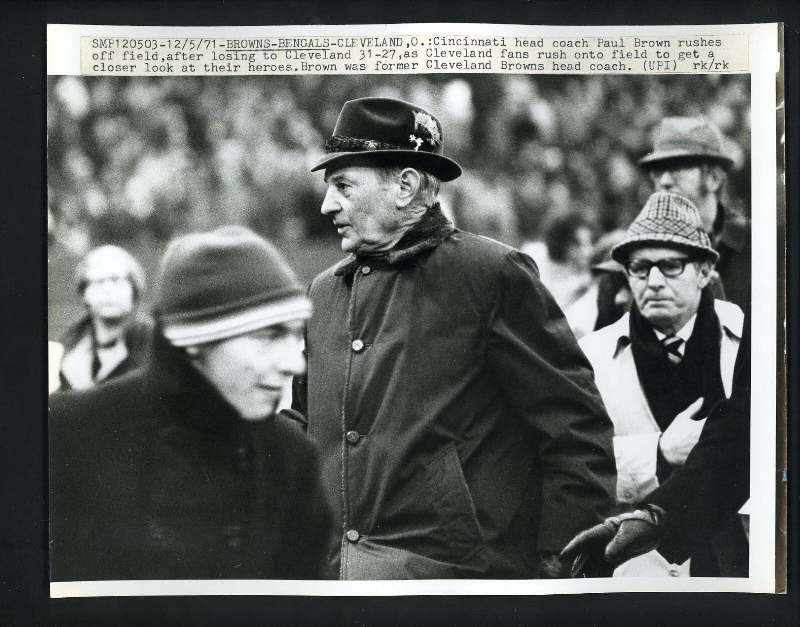 Paul Brown 1971 Press Original Photo Poster painting Cincinnati Bengals