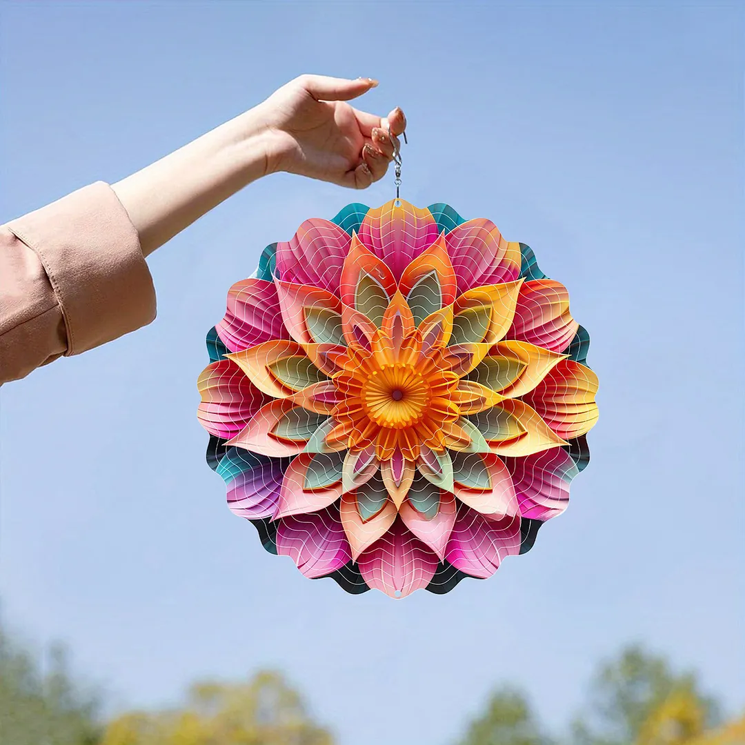 Mandalas Hanging Wind Spinner 360 Degree Rotating 3D Garden Wind Spinners 10-Inch Hanging Wind Catcher Art Gift for Home Garden Halloween Christmas (10)