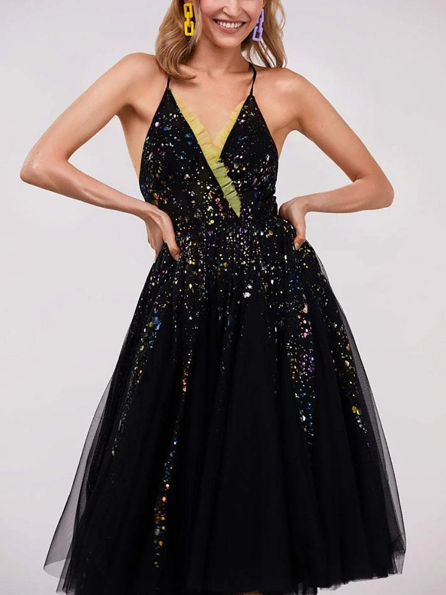 Exotic midi dress with the criss-cross back