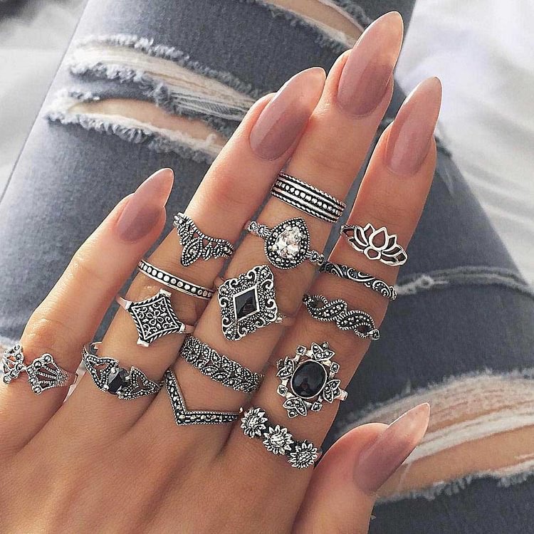 30 Styles Trendy Boho Midi Knuckle Ring Set For Women Crystal Geometric Finger Rings Fashion Bohemian Jewelry - BlackFridayBuys
