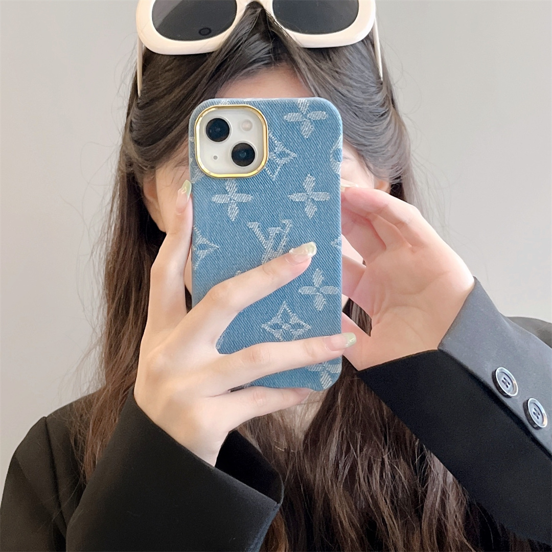 LV Monogram Denim Jacquard Fabric Apple iPhone Case