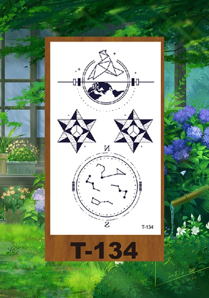 Drop Shipping Small Temporary Tattoo Sticker Plum Bird Geometric Figure Bow Moon Girl Kid Men Arm Abdomen Neck Ankles Art Tatoo